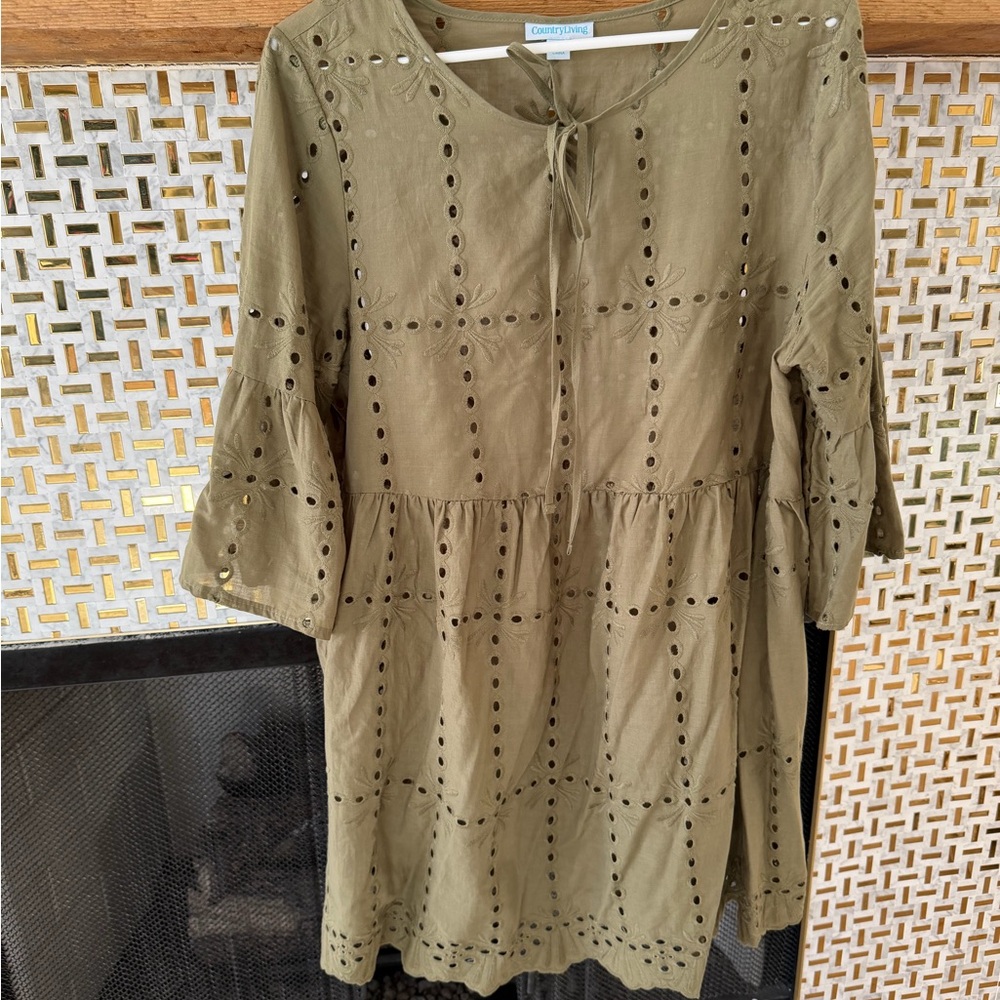 Olive Eyelet Dress